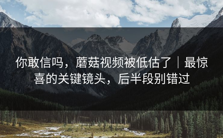 你敢信吗，蘑菇视频被低估了｜最惊喜的关键镜头，后半段别错过