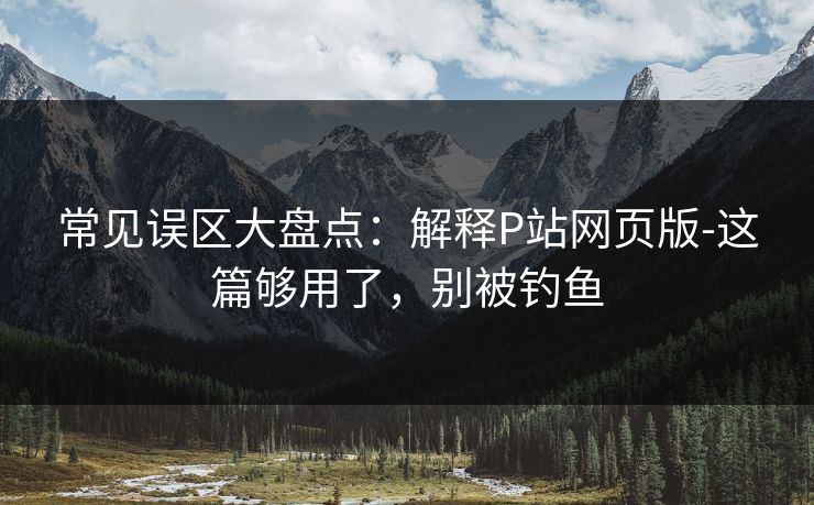 常见误区大盘点：解释P站网页版-这篇够用了，别被钓鱼
