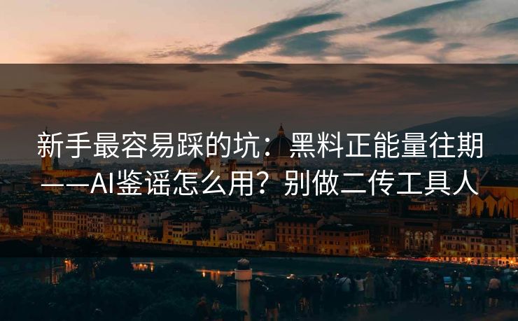 新手最容易踩的坑：黑料正能量往期——AI鉴谣怎么用？别做二传工具人