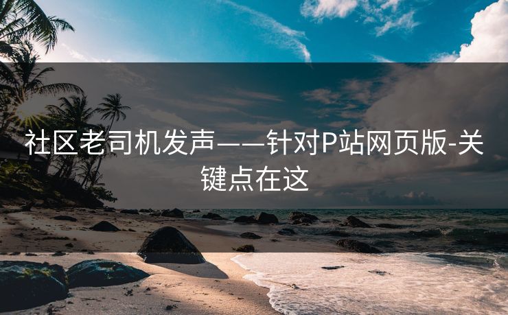社区老司机发声——针对P站网页版-关键点在这