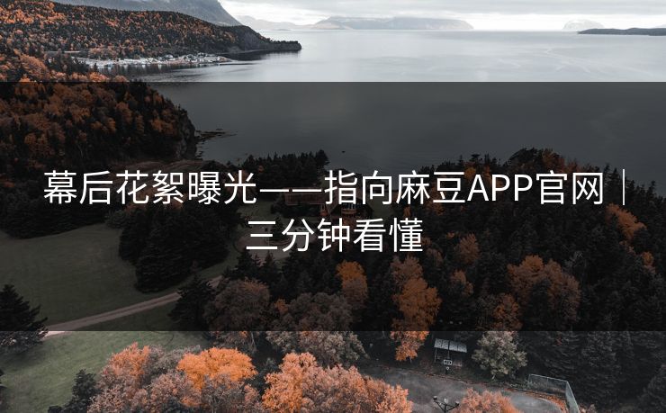 幕后花絮曝光——指向麻豆APP官网｜三分钟看懂