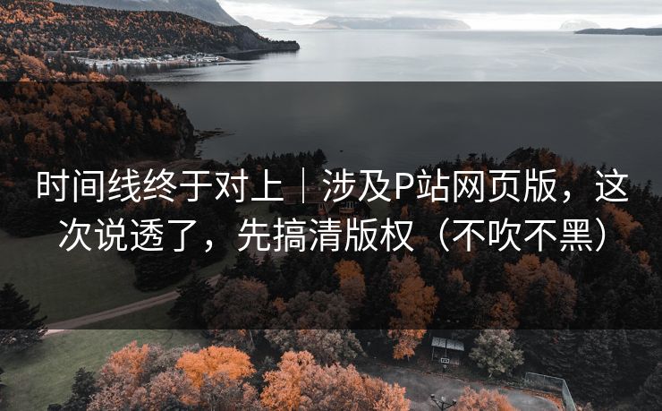 时间线终于对上｜涉及P站网页版，这次说透了，先搞清版权（不吹不黑）