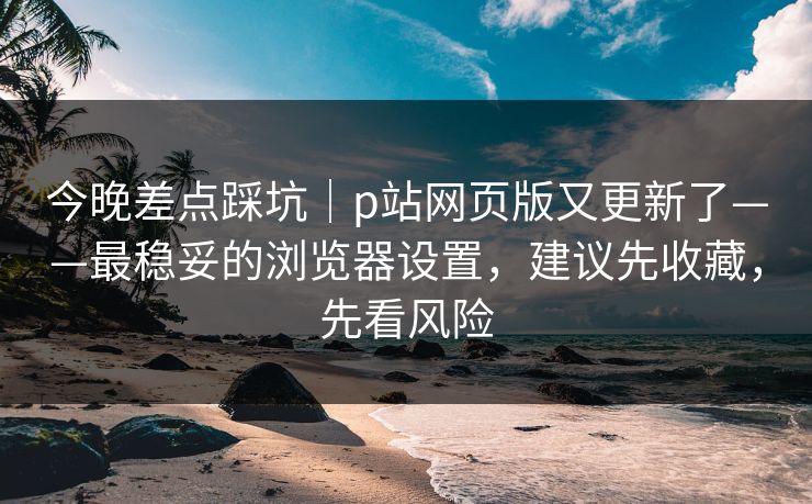 今晚差点踩坑｜p站网页版又更新了——最稳妥的浏览器设置，建议先收藏，先看风险
