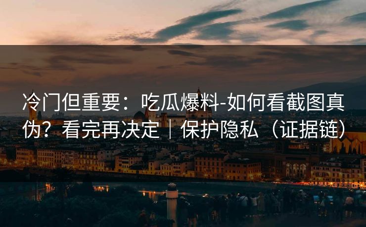 冷门但重要：吃瓜爆料-如何看截图真伪？看完再决定｜保护隐私（证据链）