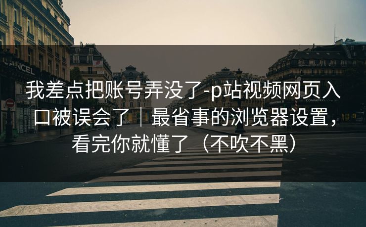 我差点把账号弄没了-p站视频网页入口被误会了｜最省事的浏览器设置，看完你就懂了（不吹不黑）