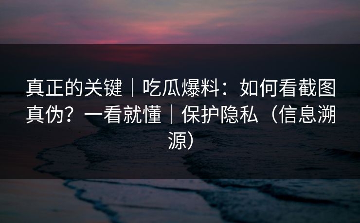 真正的关键|吃瓜爆料:如何看截图真伪?一看就懂|保护隐私(信息溯源) 真正的关键|吃瓜爆料:如何看截图真伪?一看就懂|保护隐私(信息溯源)
