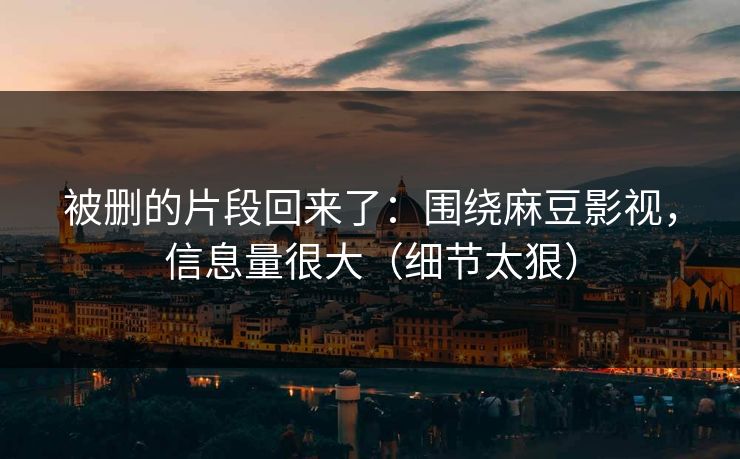 被删的片段回来了:围绕麻豆影视,信息量很大(细节太狠) 被删的片段回来了:围绕麻豆影视,信息量很大(细节太狠)