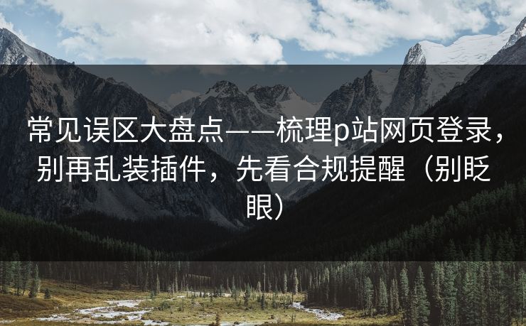 常见误区大盘点——梳理p站网页登录，别再乱装插件，先看合规提醒（别眨眼）